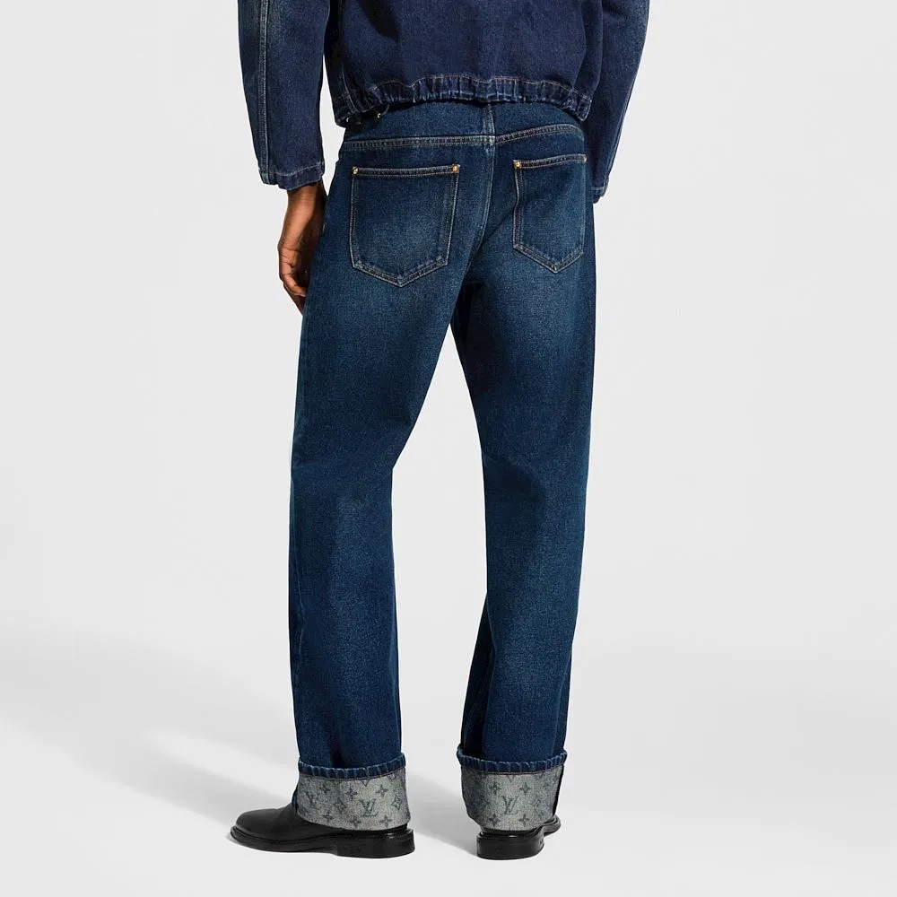 Louis Vuitton/Louis Vuitton MONOGRAM cuffed hem straight jeans